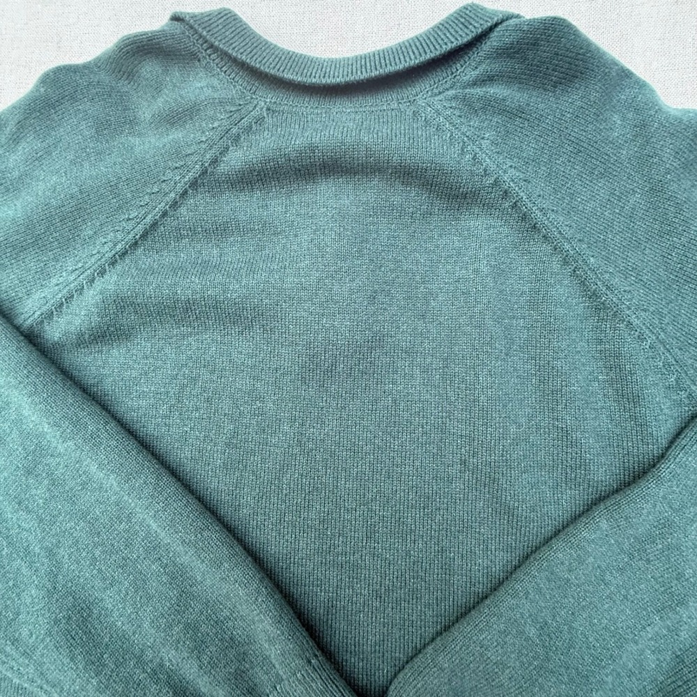 LL Bean Mens XXL Green Cotton Cashmere Blend Polo Collar Raglan Sweater - Picture 7 of 7